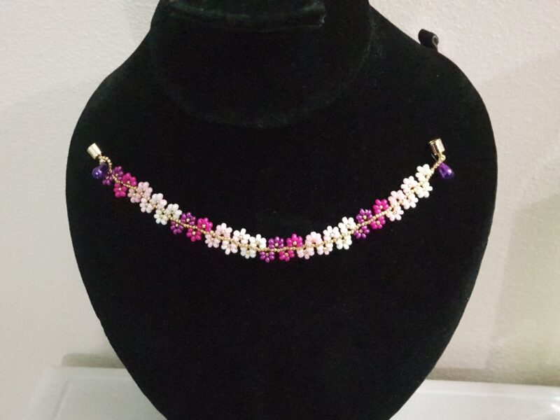 Handcrafted Floral Beaded Bracelet – Elegant & Colorful - Image 4