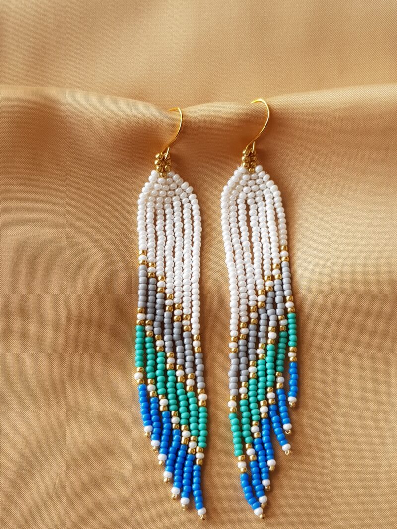 Handcrafted Beaded Fringe Earrings – Elegant & Lightweight - Image 2