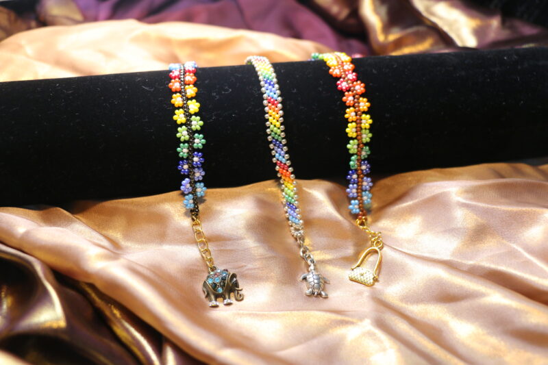 Handmade Rainbow Beaded Charm Bracelets – (Made with Imported Beads)